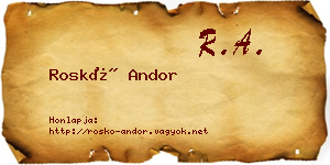 Roskó Andor névjegykártya