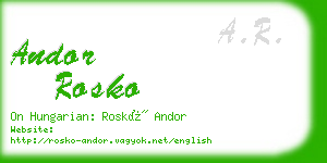 andor rosko business card